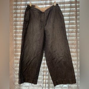 Lands End Linen Blend Gaucho Pants - denim look. Size 8